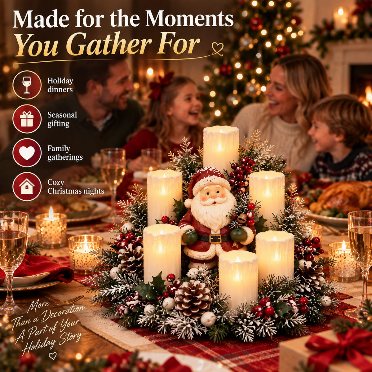 🎅🎄 Christmas Santa Table Centerpiece – Festive Winter Holiday Decor✨