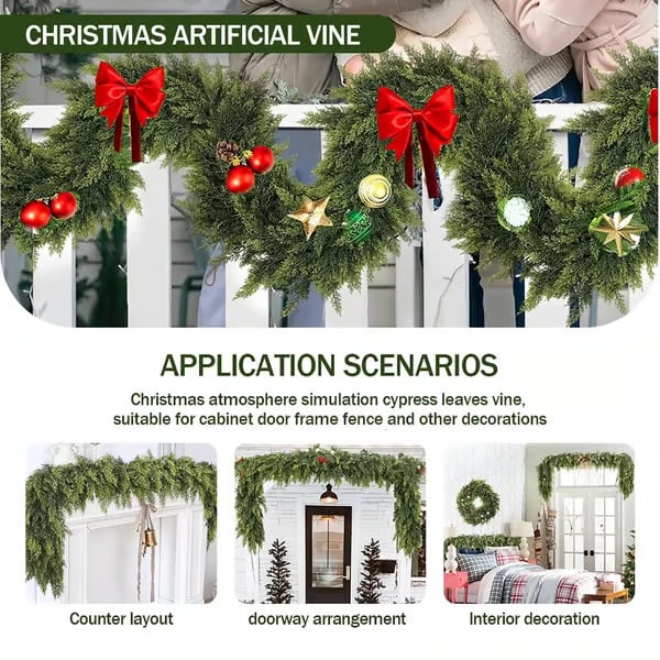 6 FT Artificial Cedar Garland – Realistic Winter Greenery