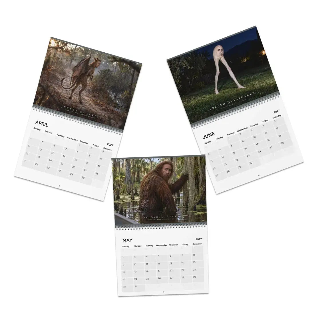 😂 2027 Nic Cage Cryptid Calendar – 12 Months of Legendary Weirdness!