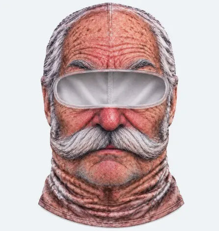 3D Realistic Old Man Face Ski Mask – Funny Winter Balaclava for Skiing & Parties