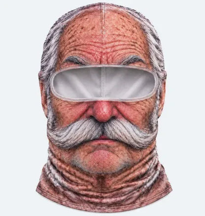 3D Realistic Old Man Face Ski Mask – Funny Winter Balaclava for Skiing & Parties