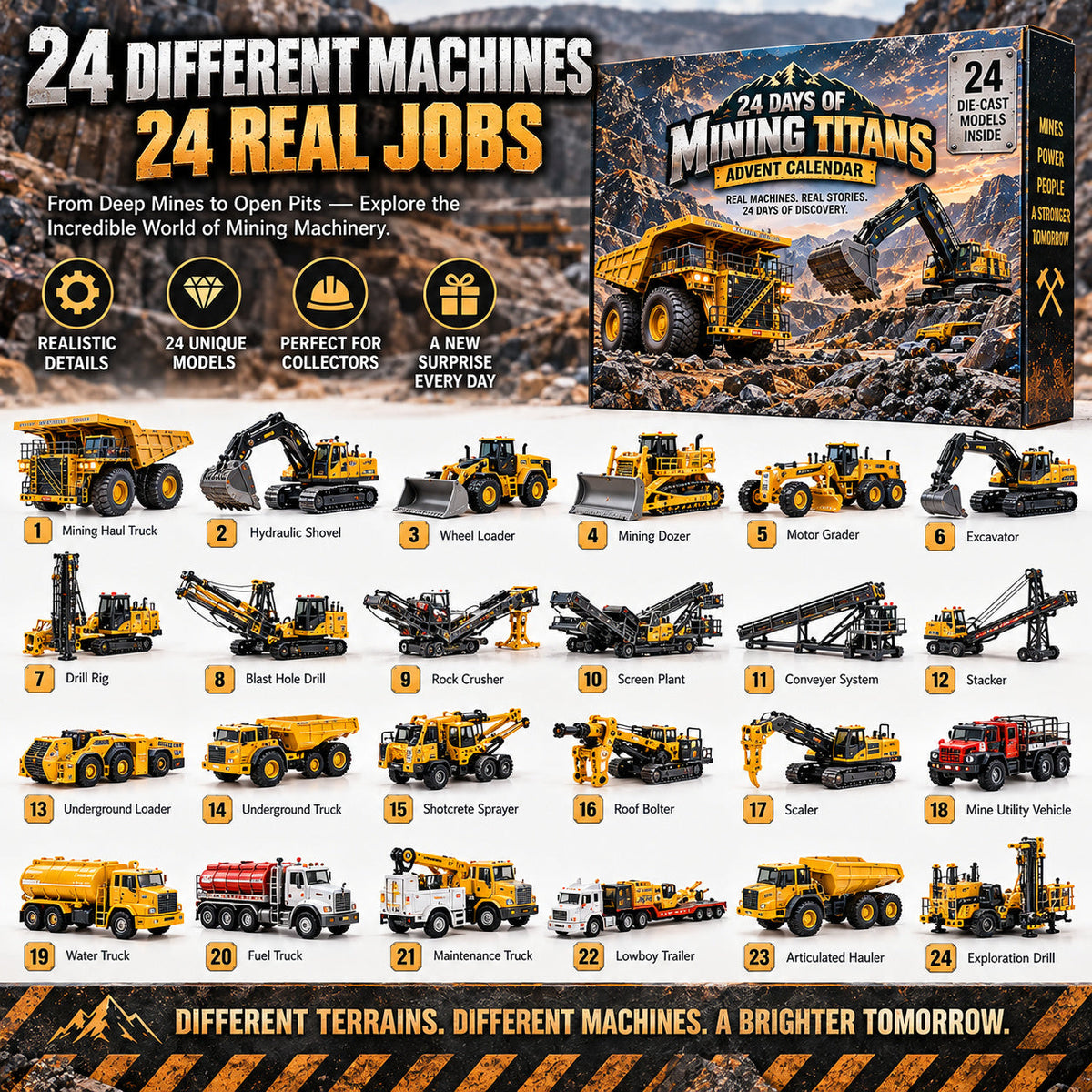 ⛏️ Ready to Unleash the Mining Giants?! 🚜 2026 Mining Titans Advent Calendar – 24 Days of Heavy-Duty Discovery!