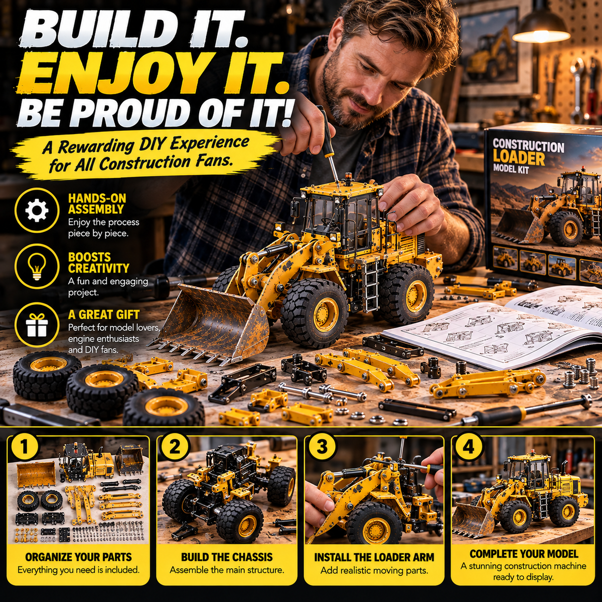 🏗️ Build It Yourself! 🔧 Construction Wheel Loader Model Kit