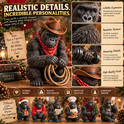 🦍 24 Days of Gorillas Advent Calendar – 24 Unique Realistic Gorilla Figurines, Christmas Countdown Gift for Gorilla Lovers