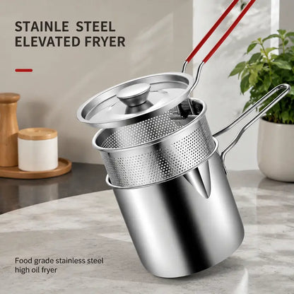 🔥Last Day 50% OFF - 🍟 Personal Mini Deep Fryer Set – Stainless Steel Pot with Lift-Out Draining Basket & Food Tongs