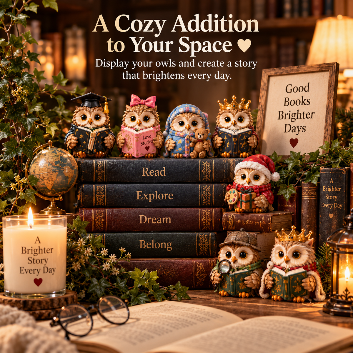 🦉 24 Days of Owl Stories — Bookish Owls & Christmas Owl Village Collection