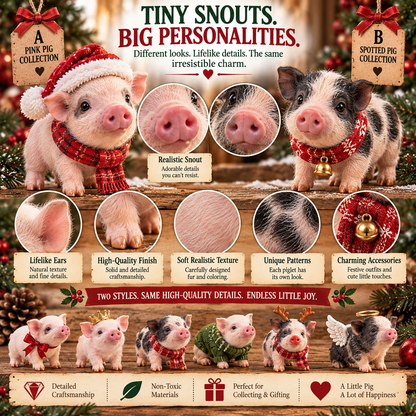 🐷 24 Days of Mini Pigs Advent Calendar – Pink & Spotted Pig Collections, 24 Unique Realistic Piglet Figurines, Christmas Gift for Pig Lovers