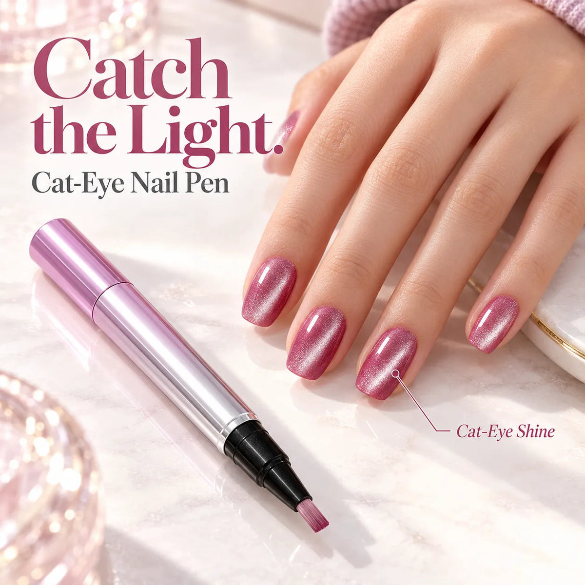 ✨ Cat Eye Nail Polish Pen – Shimmering Color & Glossy Finish in 5 Shades 💅