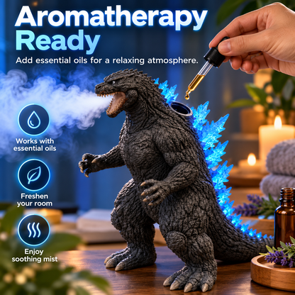 🌊👾 Kaiju Mist Diffuser & Humidifier – Cool Mist, Blue LED Glow & Remote Control 💙