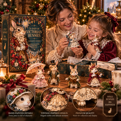 24 Days of Victorian Bunnies – 24 Vintage-Inspired Rabbit Figurines | Christmas Countdown Collectible Gift Set
