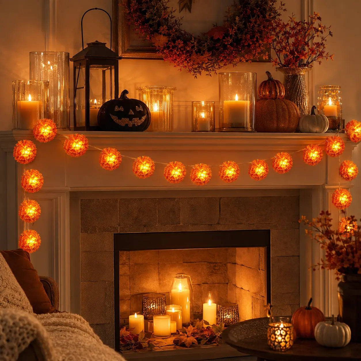 🎃🌼 Halloween Marigold LED Fairy String Lights