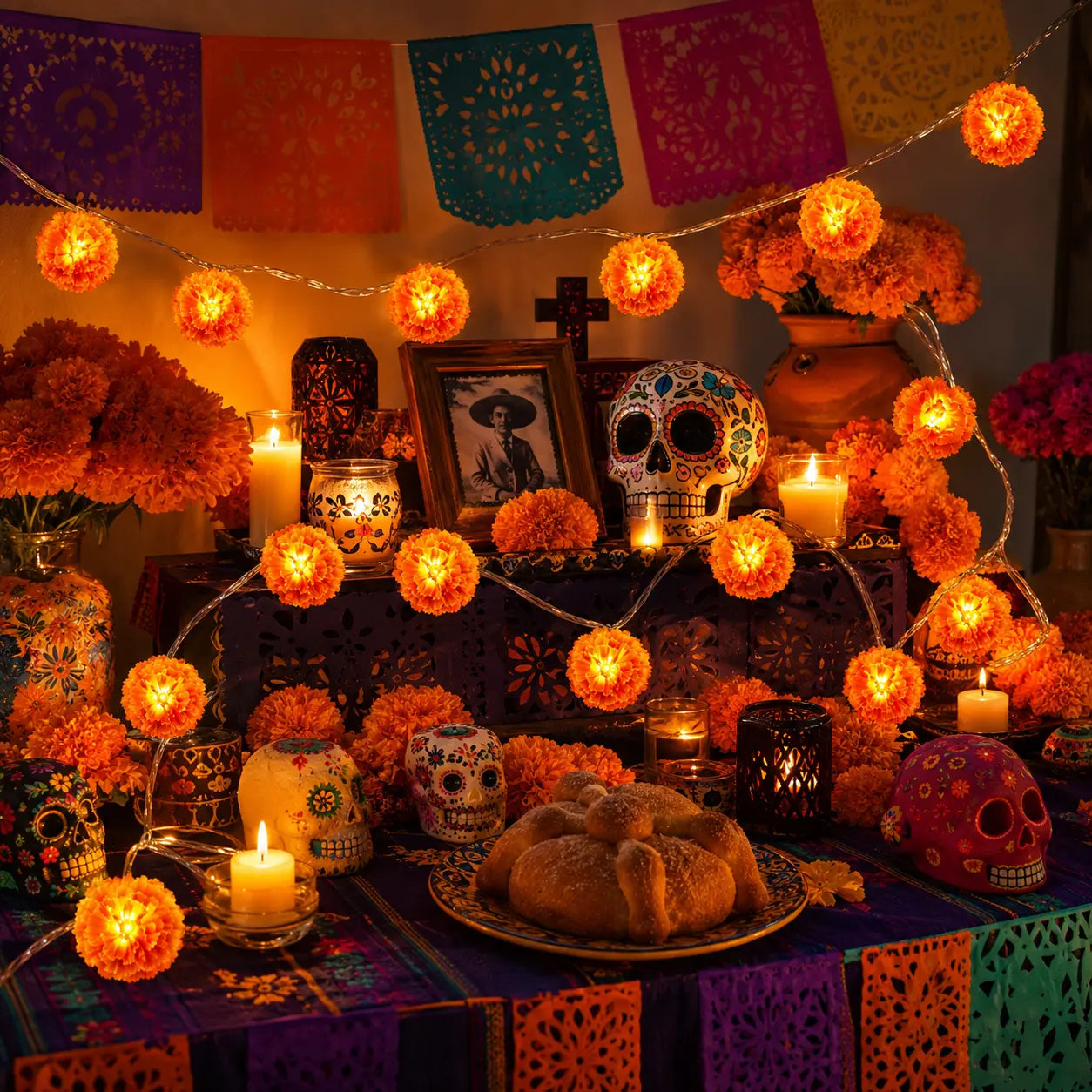 🎃🌼 Halloween Marigold LED Fairy String Lights
