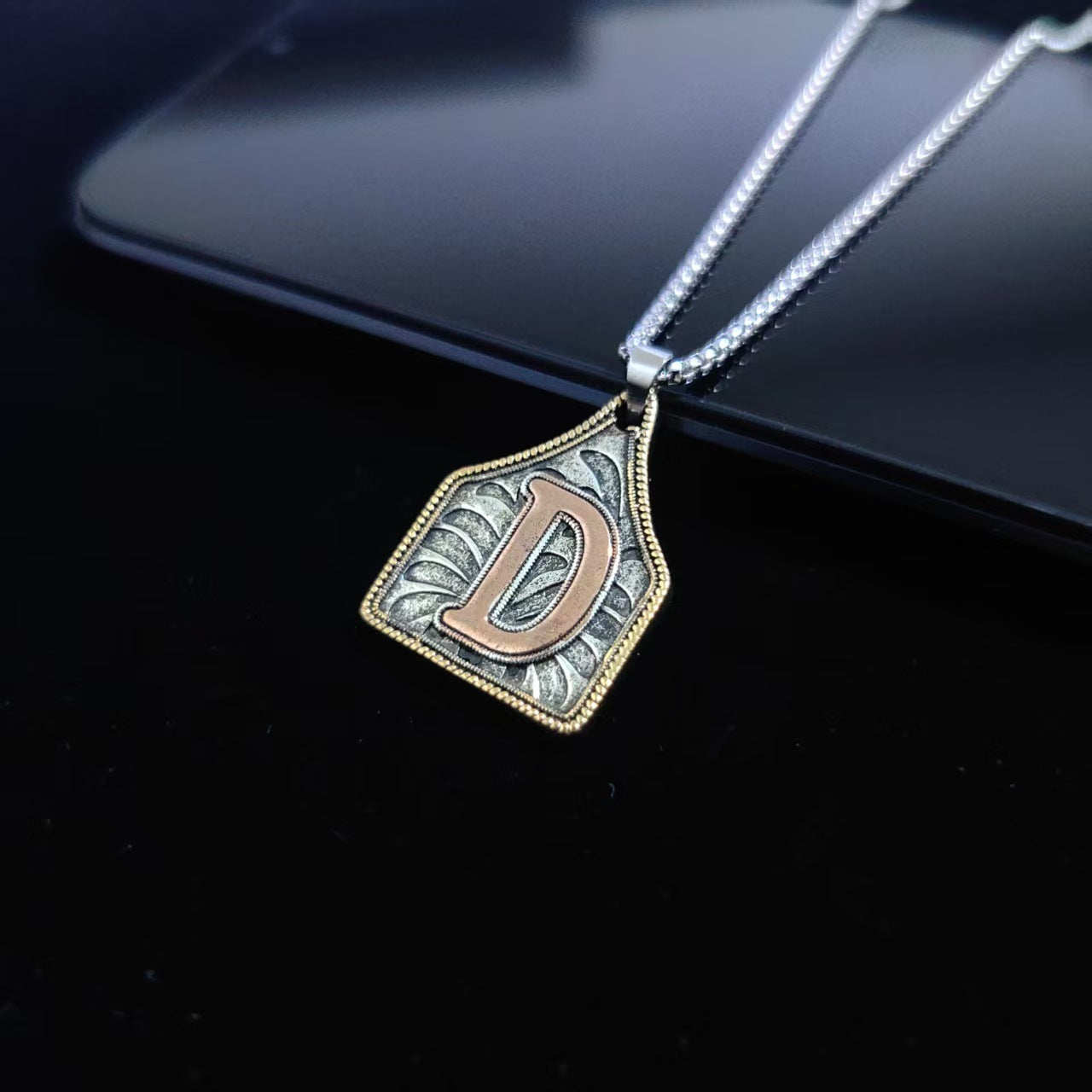 A-Z Letter Pendant Necklace - 22inch Stainless Steel