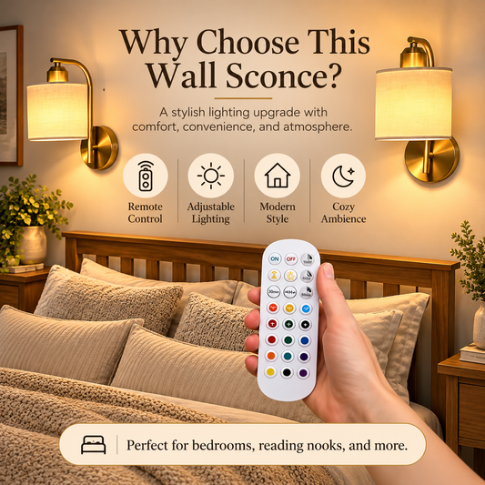 ✨ Last Day – 50% OFF!✨- 2PCS Modern Wall Sconce with Remote & Color Modes🏡