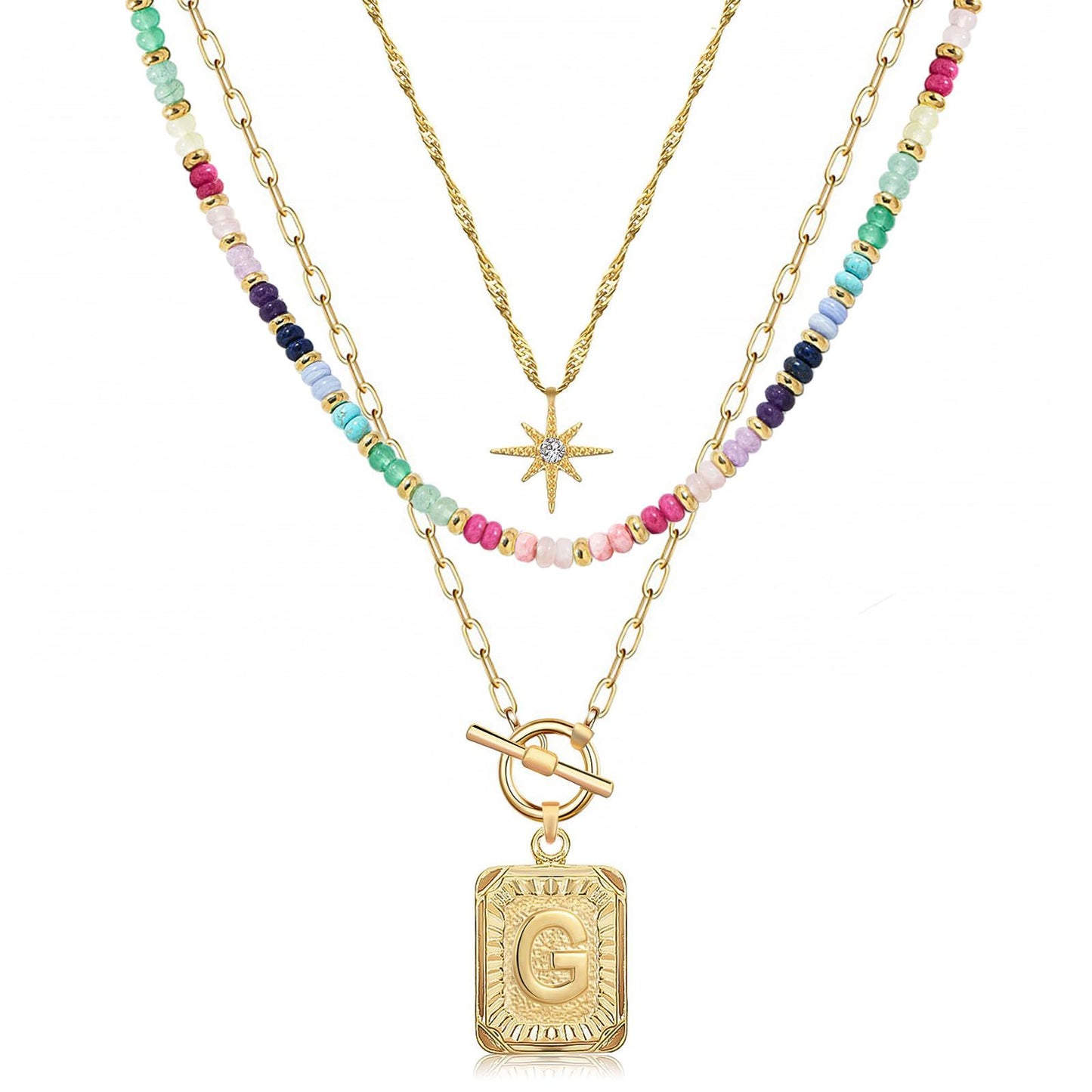 14K Gold Plated Layered Necklaces for Women