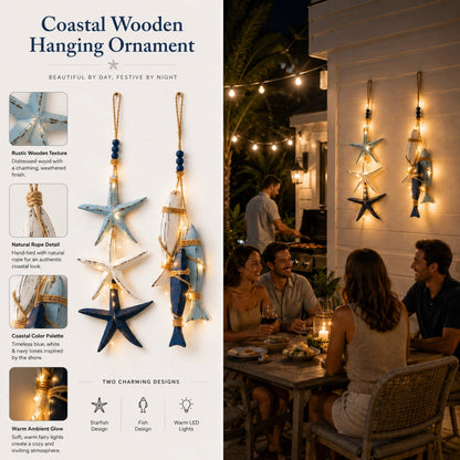 Coastal Wooden Hanging Wall Decor with LED Lights