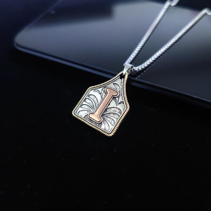 A-Z Letter Pendant Necklace - 22inch Stainless Steel
