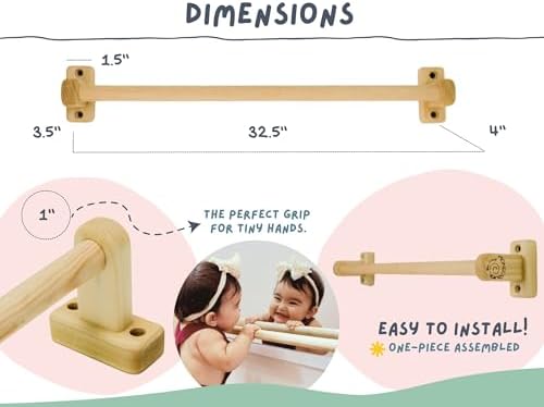 👶 32.5" Montessori Pull-Up Bar for Babies – Wall-Mounted Walking & Standing Support