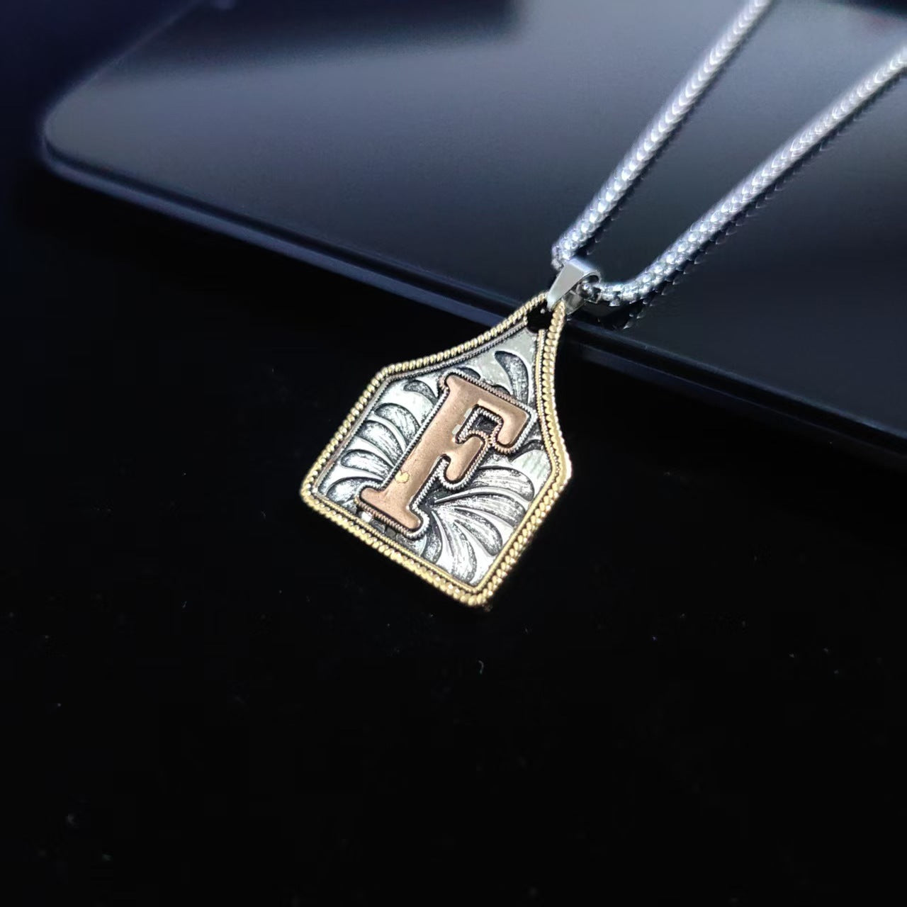 A-Z Letter Pendant Necklace - 22inch Stainless Steel