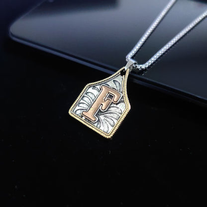 A-Z Letter Pendant Necklace - 22inch Stainless Steel