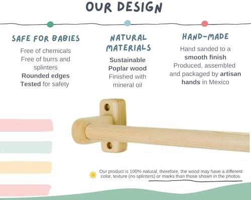 👶 32.5" Montessori Pull-Up Bar for Babies – Wall-Mounted Walking & Standing Support
