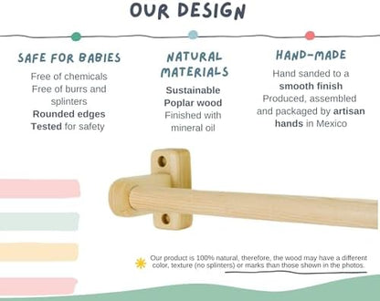 👶 32.5" Montessori Pull-Up Bar for Babies – Wall-Mounted Walking & Standing Support