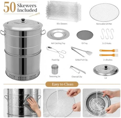 LAST DAY 50% OFF🔥 Portable Stainless Steel Charcoal Grill