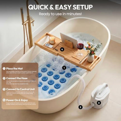 🛁 Bubble Bath Mat for Bathtub – Quiet Massage Mat with Heater🫧