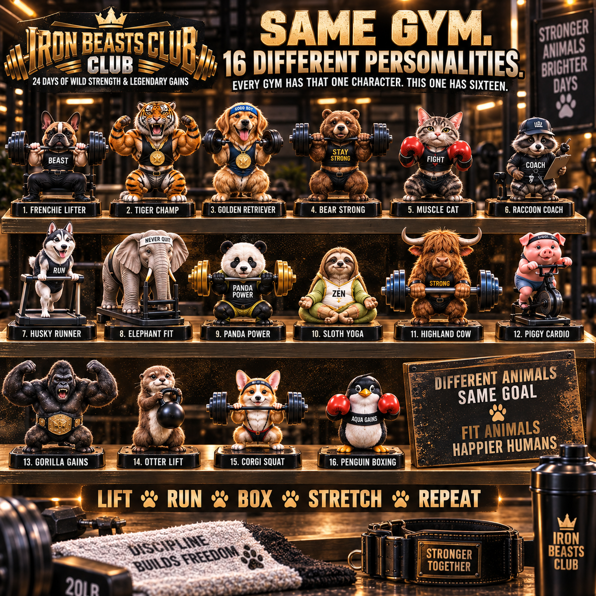 🏋️🐾 IRON BEASTS CLUB – 24 Days of Wild Gains, Big Personalities & Little Surprises