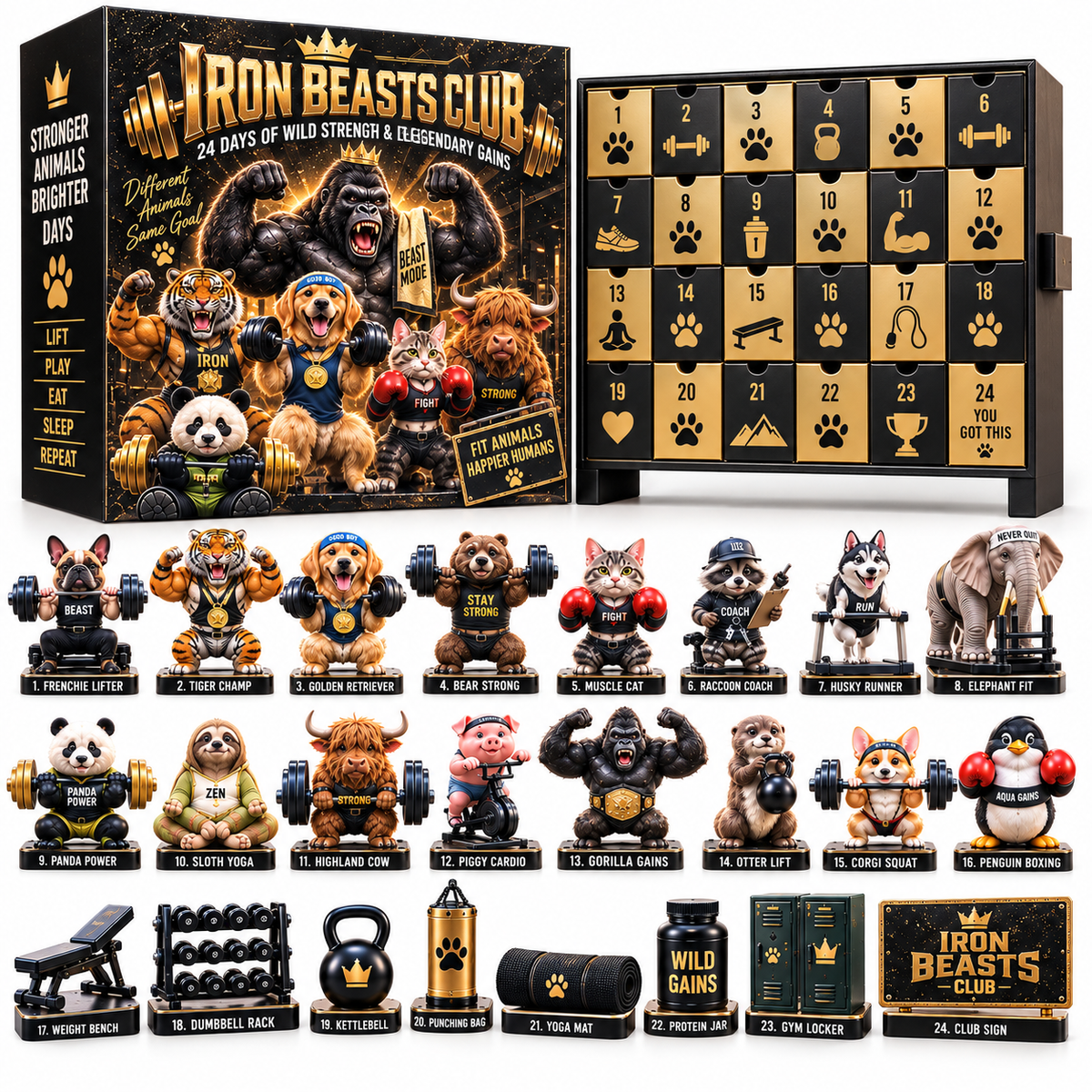 🏋️🐾 IRON BEASTS CLUB – 24 Days of Wild Gains, Big Personalities & Little Surprises