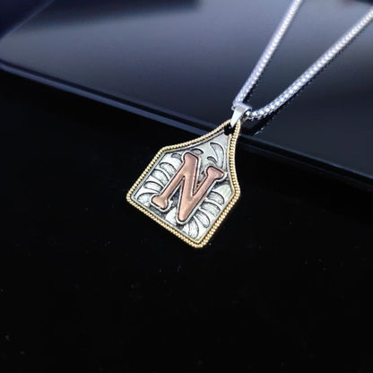 A-Z Letter Pendant Necklace - 22inch Stainless Steel