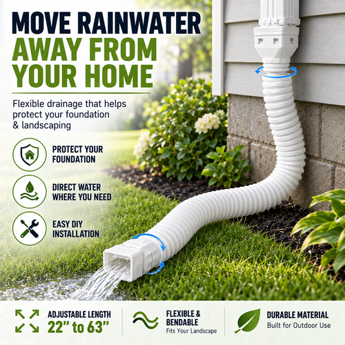 🏡 Flexible Rain Gutter Downspout Extension Kit  – Adjustable 22'-63' Drain Pipe with Leaf Filter for Foundation Protection