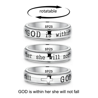 Christian Spinner Ring – Psalm 46:5 Inspirational Cross Ring