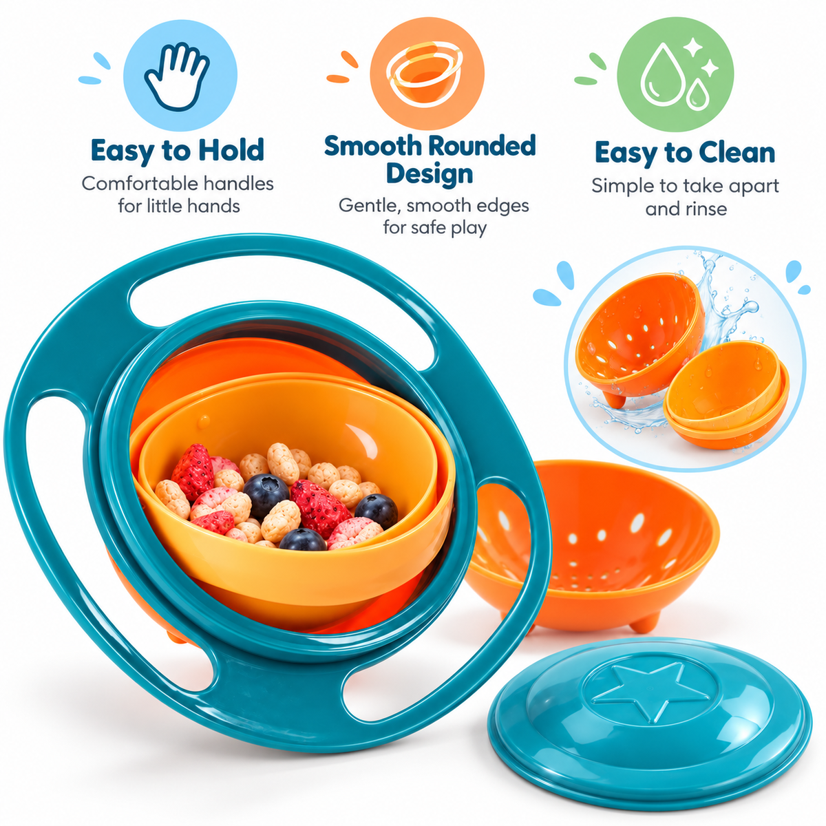 👶 Spill-Resistant Gyro Bowl for Toddlers