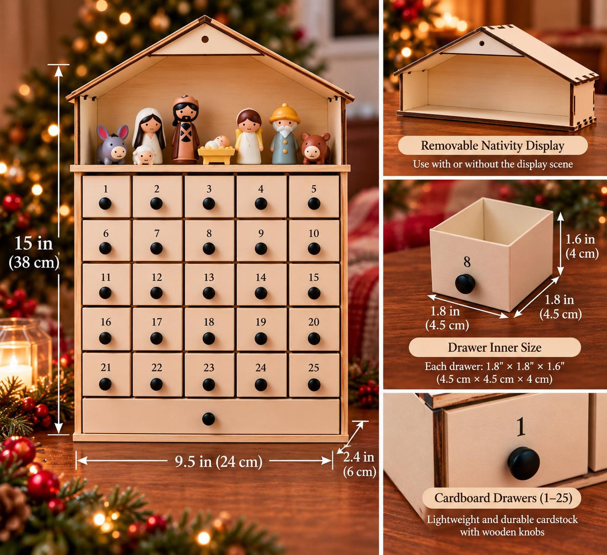 Nativity Advent Calendar 2026 – 24-Day Christmas Countdown with Nativity Figures