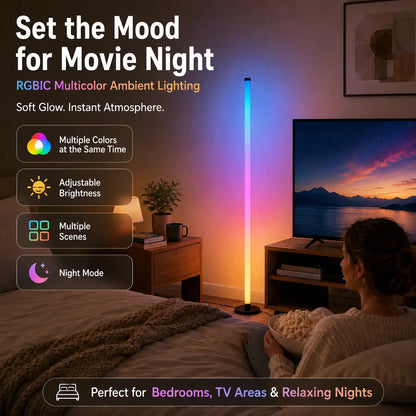 🌈48in RGBCorner Floor Lamp, App & Remote Control, Music Sync LED Ambient Light