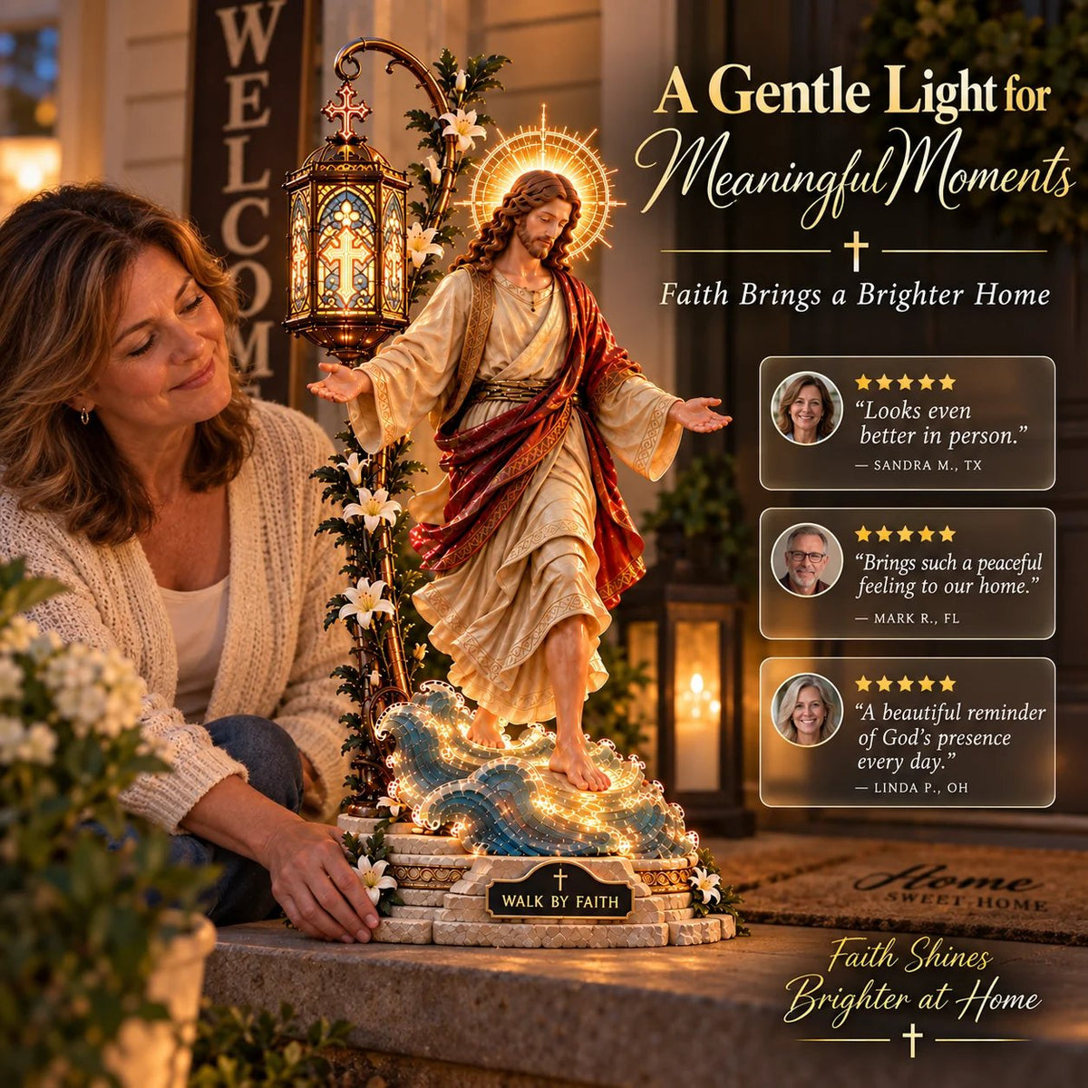✨✝️✨ Walk by Faith Jesus Reflection Light – Walking on Water Christian Decor🎁