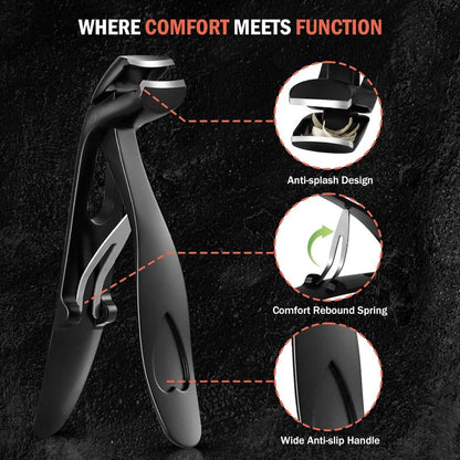 ✂️ Say Goodbye to Thick Toenail Struggles with Large Opening Stainless Steel Clippers & Splash Guard