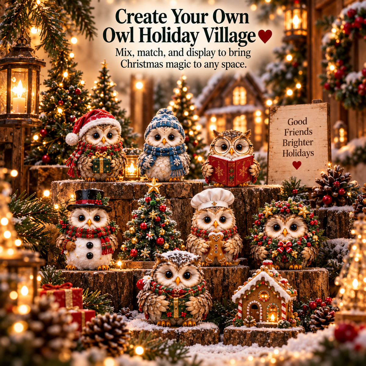 🦉 24 Days of Owl Stories — Bookish Owls & Christmas Owl Village Collection
