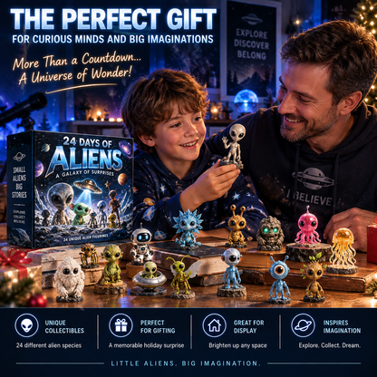 👽 24 Days of Alien Encounters Advent Calendar – 24 Unique Alien Figurines, Mystery Space Collectibles & Sci-Fi Gift