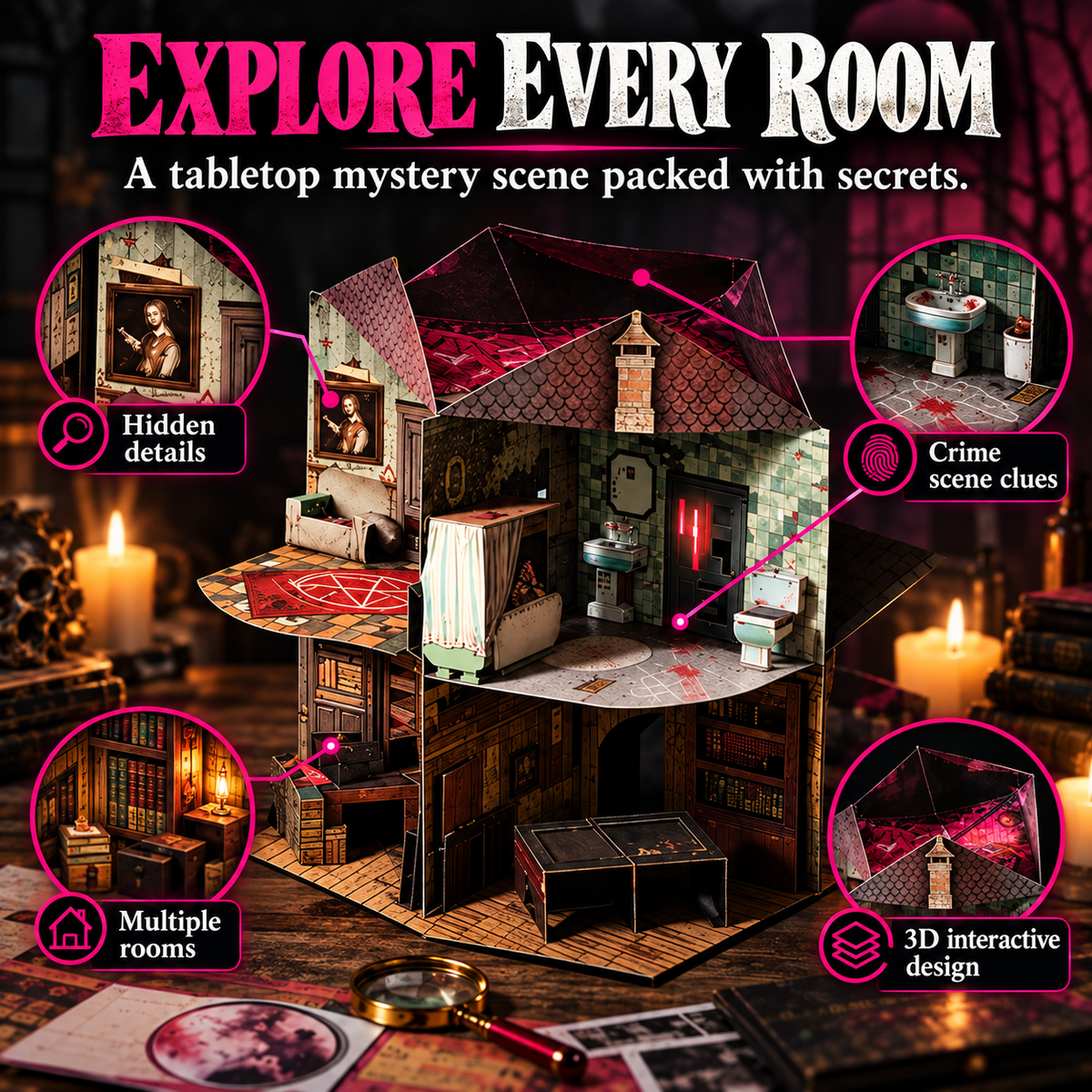 🎲 Flash Sale 50% OFF –3D Pop-Up Mystery Manor – Immersive Murder Mystery Puzzle Game
