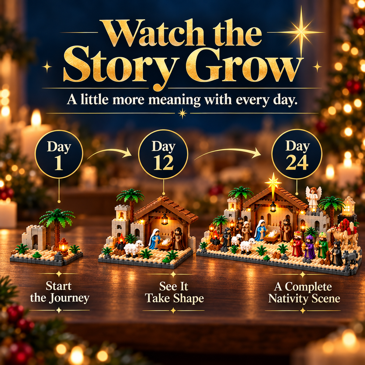 Nativity Advent Calendar – 24-Day Buildable Christmas Nativity Set
