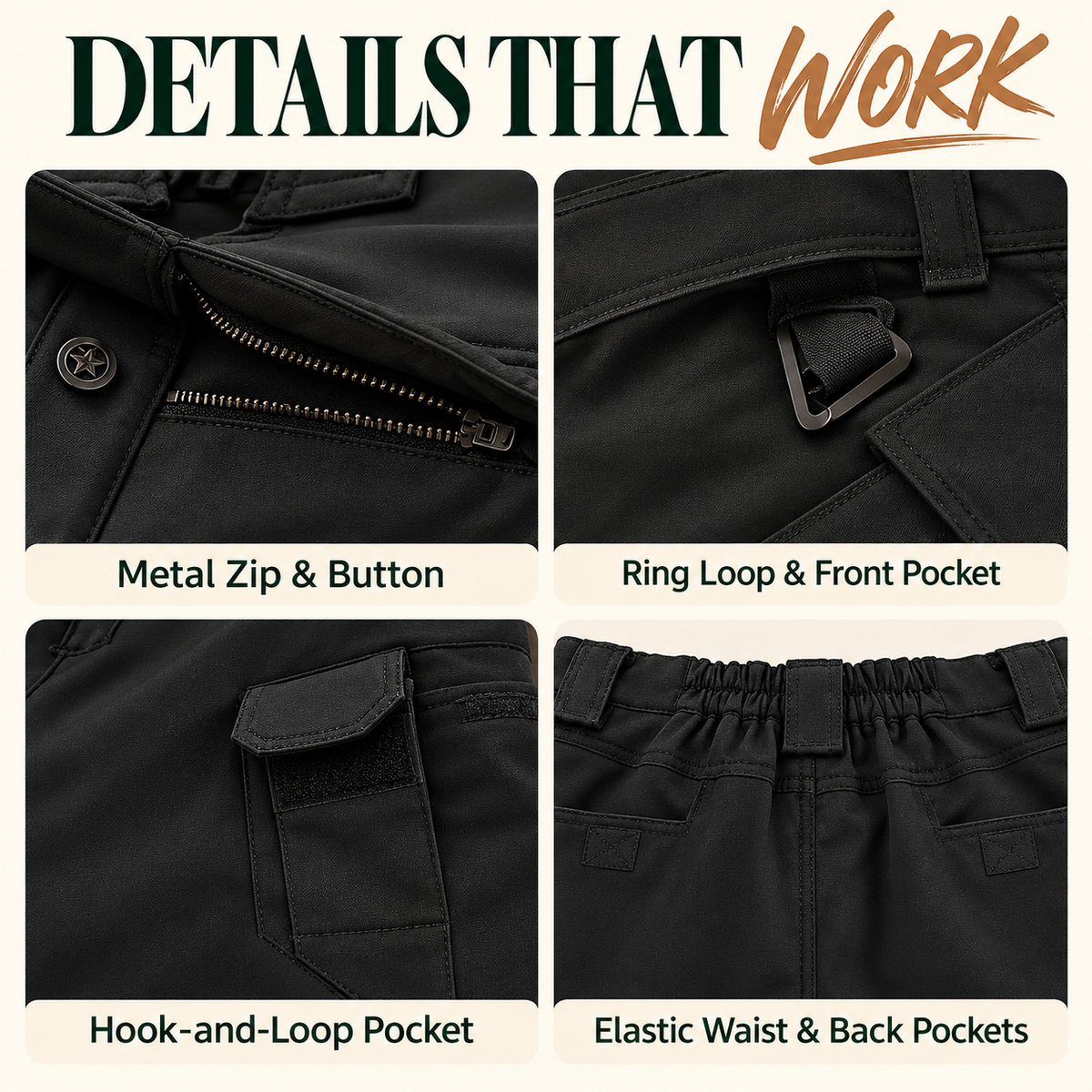 Men's Winter Fleece-Lined Tactical Cargo Pants