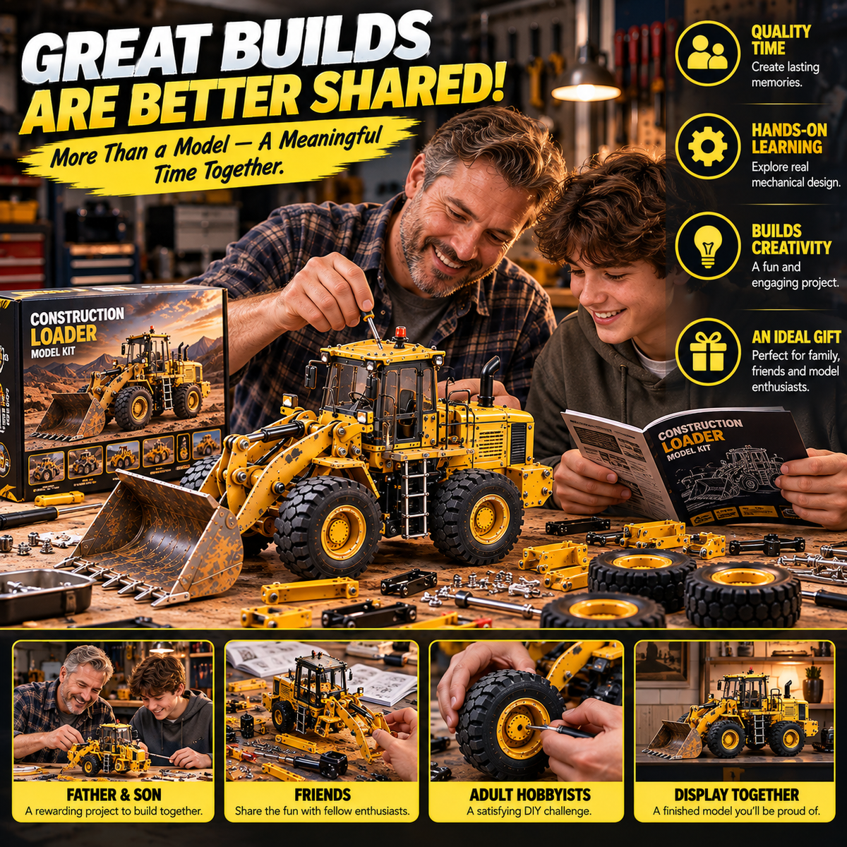 🏗️ Build It Yourself! 🔧 Construction Wheel Loader Model Kit
