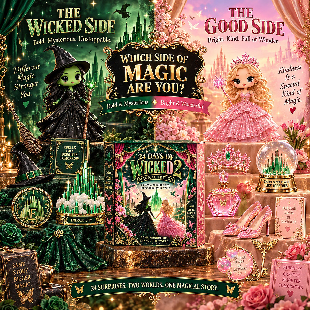 ✨ 24 Days of Emerald & Pink Magic — Magical Christmas Countdown Collection