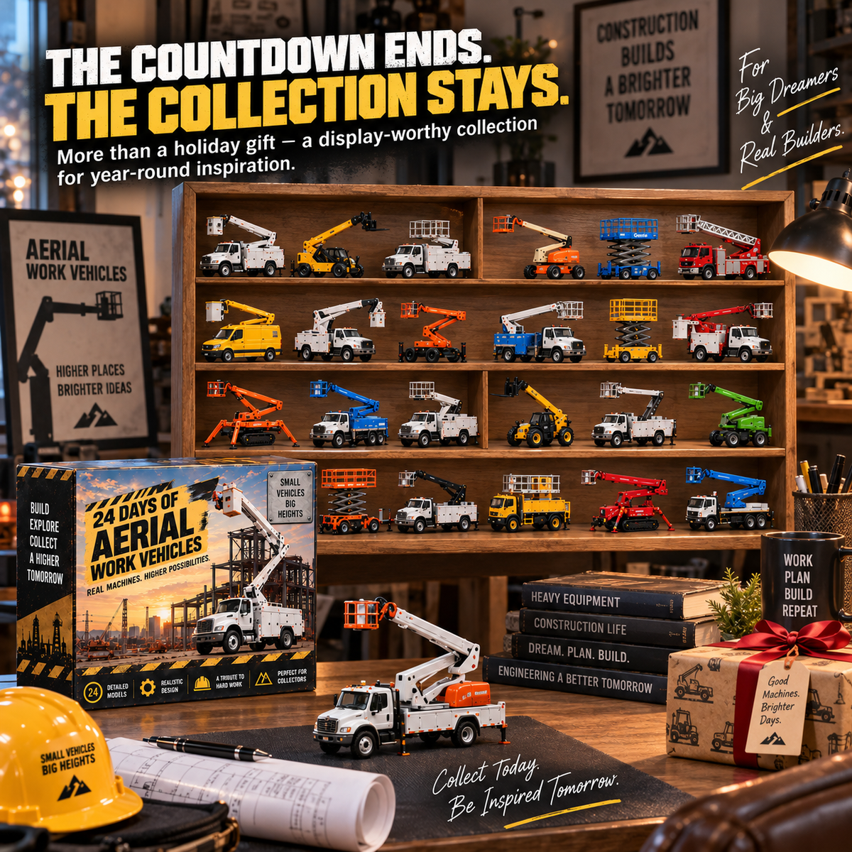 🏗️24 Days of Aerial Work Vehicles Advent Calendar – 24 Unique Construction Equipment Miniatures