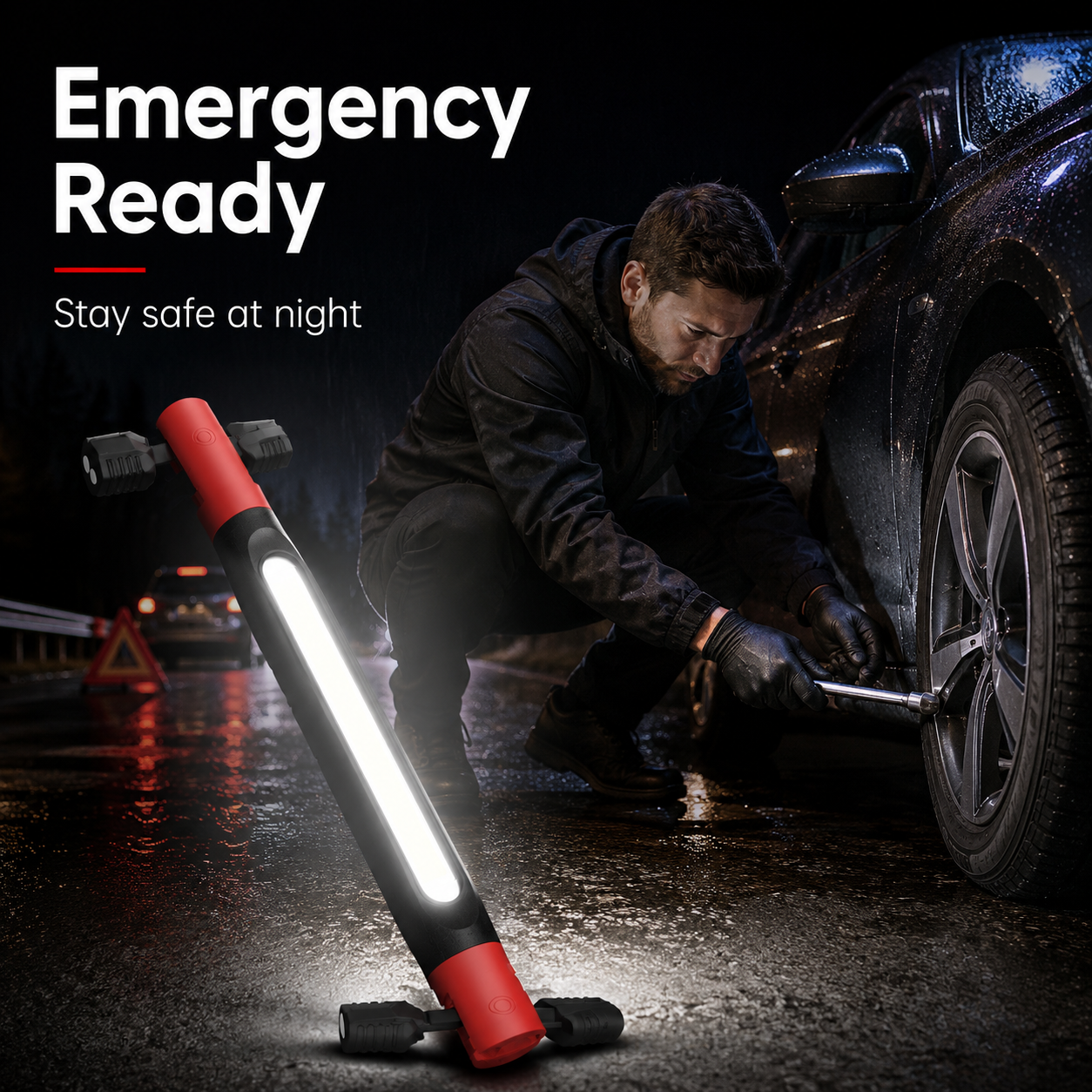 Father's Day Gift-Under-Hood Work Light Bar — 3000-Lumen Magnetic LED Light Strip with Hooks, 5200mAh Cordless Rechargeable Hood Light