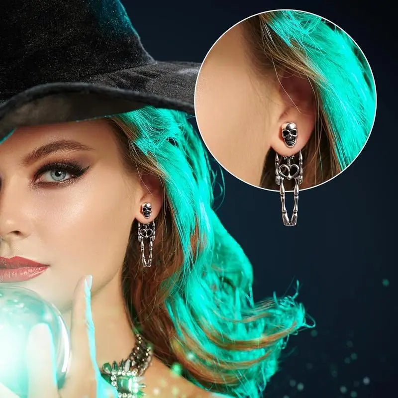 💀Halloween Skeleton Skull Earrings for Women Spooky Cosplay
