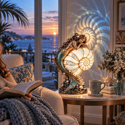 🧜‍♀️ Moon Tide Mermaid Nautilus Lamp