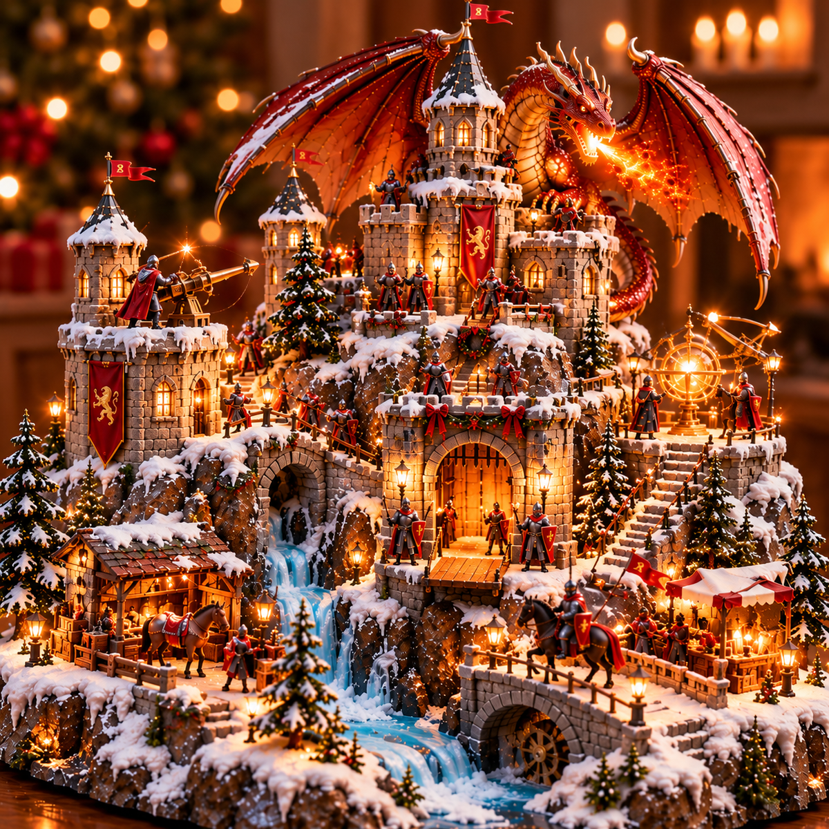 🔥 LAST DAY 49% OFF-🐉🏰 Dragon Kingdom Christmas Castle™ — A Medieval Winter Fantasy Village with Lights
